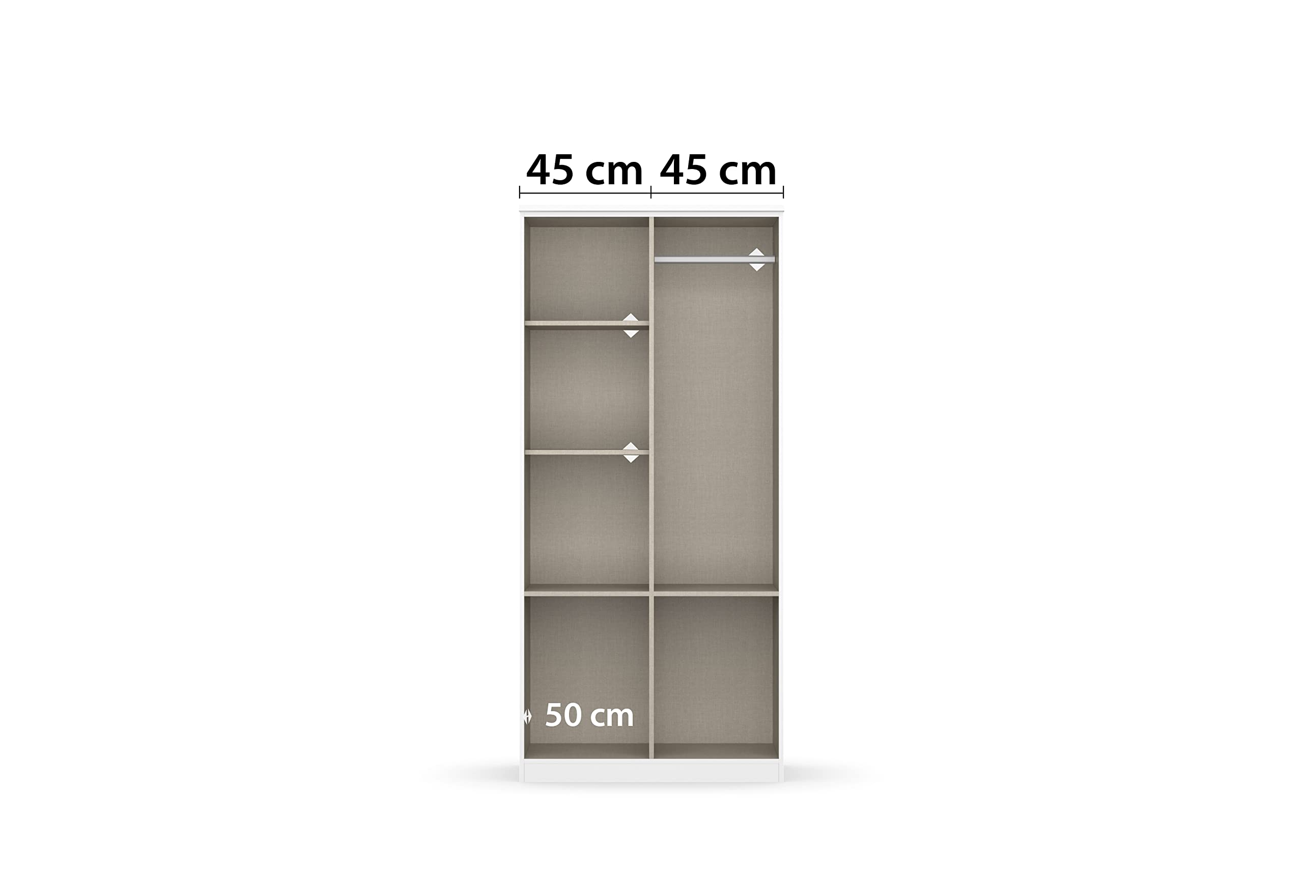 Rauch Möbel Bremen, Kleiderschrank für Schlafzimmer, Wohnzimmer, Kinderzimmer, Flur, Garderobe, 2-türig, mit 4 Schubladen, Farbe Weiß, Breite 91 cm