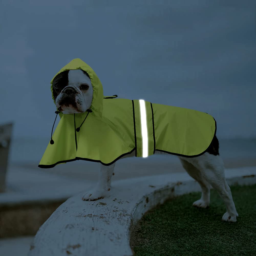 Ezierfy Waterproof Dog Coat, Reflective Dog Raincoat Hooded Pet Rain Jacket with Leash Hole - Image 4