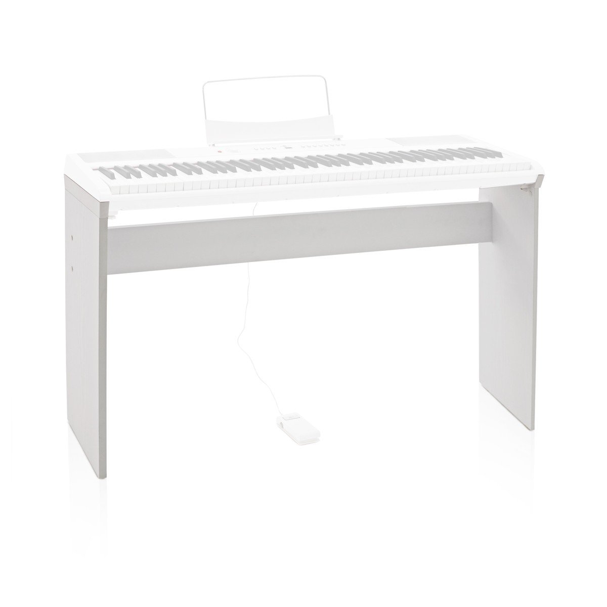 gear4music SDP-2 Stand per pianoforte, bianco | Stativo robusto ed elegante per piano SDP-2, telaio in legno con supporto posteriore, finitura bianco opaco