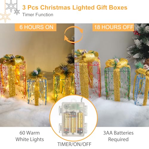 3pcschristmaslightedgiftboxesprelitxmaspresentboxeswithredgreenbluebeadedribbons60warmwhiteledsforhomelawnindooroutdoorchristmasdecor  Urban Country Home Decor 3 pcs christmas lighted gift boxes pre lit xmas present boxes with red green blue beaded ribbons 60 warm white leds for home lawn indoor outdoor christmas decor  urban country home decor