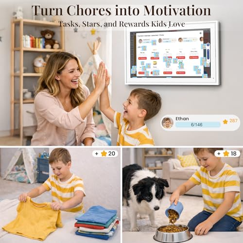 Image of 15.6 inch Electronic Wall Calendar & Digital Family Planner, 2K Smart Touchscreen Display with Video Call, Chore Chart & Shared Family Schedule, 4+64GB, Wall or Desk Mount, Interactive Calendar Organizer