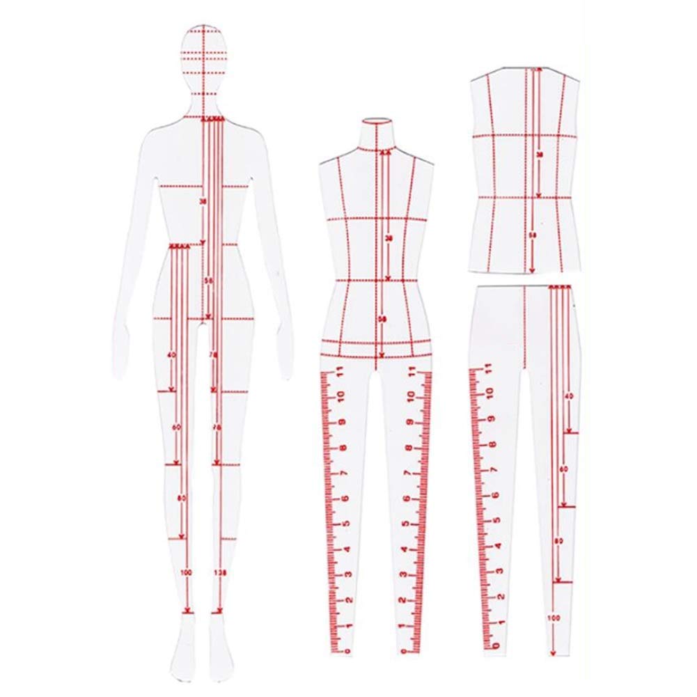 Medición de Ropa Humanoide Femenino Conjunto de Reglas de Plantilla de Curva Francesa Herramientas de Costura Artesanales de Medición de Ropa Regla de Plantilla Transparente de Moda reglas de costura