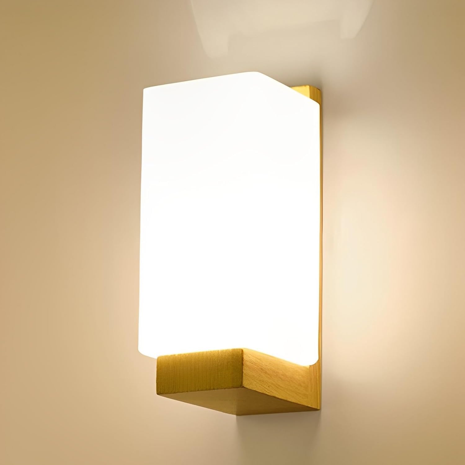 Comely Aplique Pared Interior, Lámpara de Pared Vintage de Madera E27, Máx. 60W, Simple Iluminación Interior Luz de Pared para Sala de Estar, Dormitorio, Pasillo