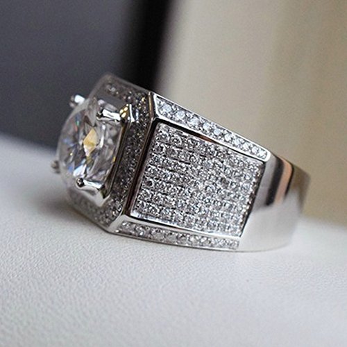 925 Silver Cuble Zirzon Diamond Engagement Band fo Men Charming Crystal Rings for Womens & Mens4