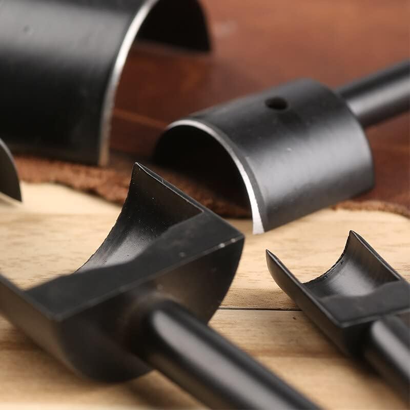 LMDZ Black Leather Craft Tools Half Round Cutter Punch With Leather Stamping Tools Punch Set Carving Leather Craft Set