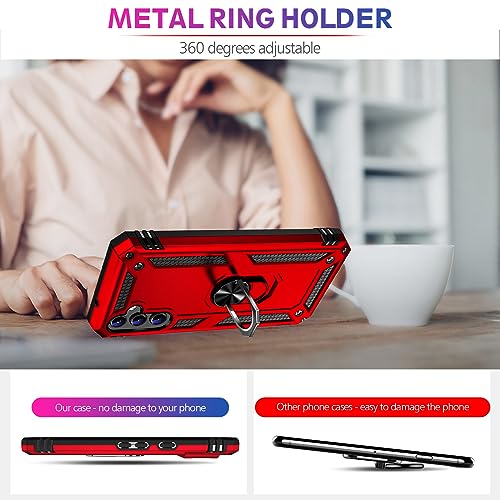 Image of for Samsung Galaxy S26 Plus Case with Screen Protector, Heavy Duty Military Grade Shockproof Rugged Protective Cover for Samsung S26 Plus Phone Case with Metal Ring Magnetic Kickstand (Red)