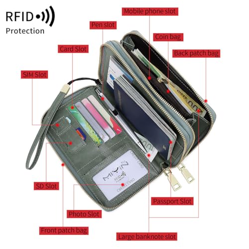 NQQNQQ US-B Passport Wallet, RFID Blocking Passport Holder Large Capacity, Lightweight PU Document Organizer for Women (Gray) - image 2