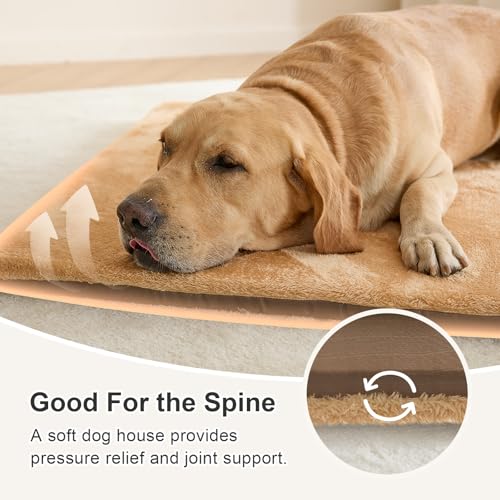 Jiupety 2 in 1 Dog House Indoor, Comfy Cave Bed Covered Dog Bed, Portable House for Large Dogs, 3XL(39"×32"×28"), Up to 90 Lb, Brown - Image 4