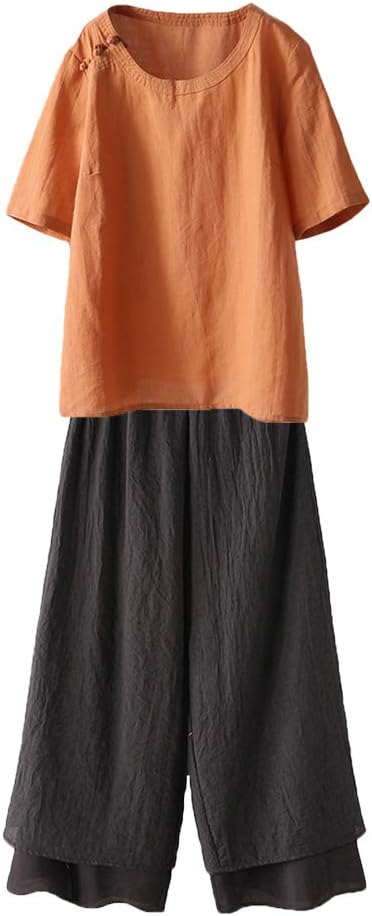 LaovanIn Women's Wide Leg Capri Pants Cotton Cropped Palazzo Trousers Culottes - Image 4