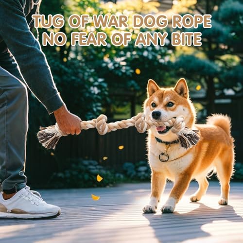 Ycozy Hundespielzeug für mittelgroße und kleine Hunde, 66 cm, 4 Knoten, Hundeseil für Aggressive Kauer, Welpen, Hundespielzeug, Fast unzerstörbar, Kauspielzeug, natürliche Baumwolle