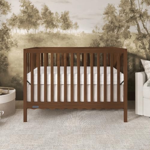 Image of Dream On Me Synergy Wave 5-in-1 Convertible Full Size Baby Crib, Walnut