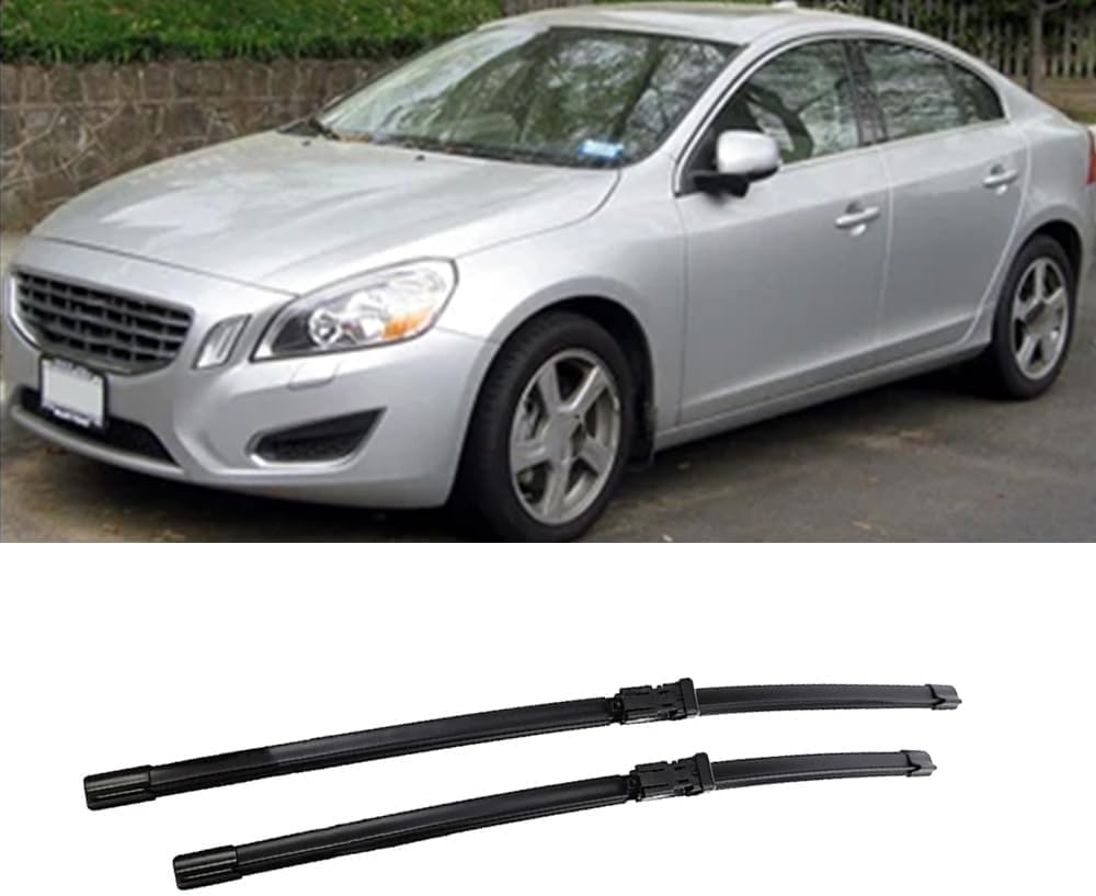 RESKIU Car Front Windshield Wiper Blade Set Replacement for Volvo S60 II 2010-2018, All Season Windscreen Wipers Quiet Easy Installation