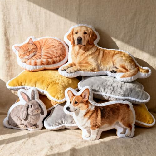 LMQJDZ Personalisiertes Foto Haustier Kissen, Benutzerdefinierte Hund Katze Geformtes Kissen, 3D Wurfkissen Doppelseitiger Druck mit Bild, für Geburtstag, Weihnachten, Wohnkultur, Gedenk Geschenke