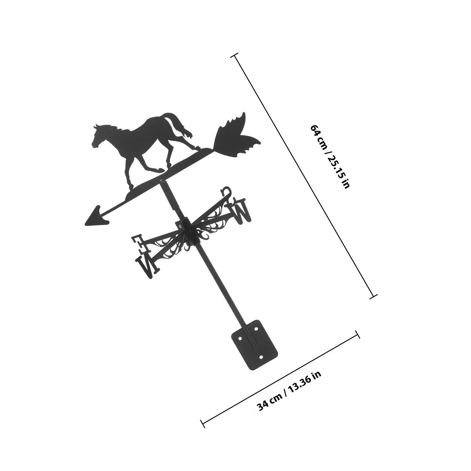 Girouette Cheval en Fer Noir pour Décoration de Jardin Piquet Métallique Rétro, Installation Facile pour Indicateur de Direction du Vent en Extérieur