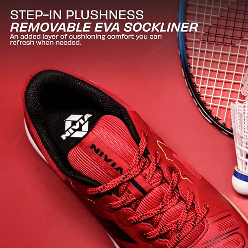 Image of Nivia Super Court 3.0 Badminton Shoes for Men, Duofoam Midsole, Seamless Mesh Upper, Non-Marking Sole, Indoor Court Shoes for Badminton, Volleyball, Squash, Table Tennis, Pickelball