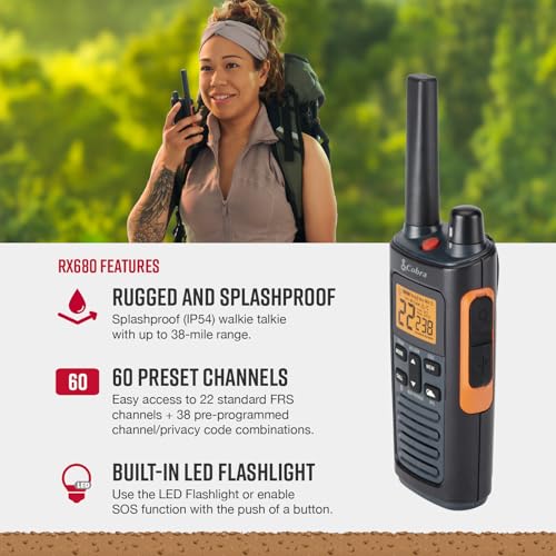 Image of Bundle of Cobra RX680 Walkie Talkies (2-Pack) + Cobra ACXT1037R FLT Floating Walkie Talkie (1 Pack)