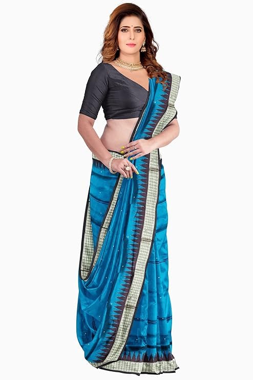 Image of Handmade Pure Bomkai Silk Saree Khandua Natural Silk Ikkat Saree For Women /Ethnic Wear /Traditonal Saree /Handloom Saree With Regular Fit Blouse Piece
