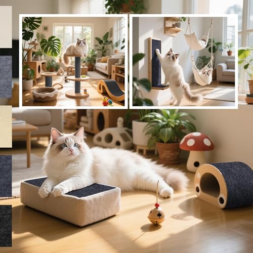 TXXATX Kratzmatte Selbstklebend 240x40 cm Katzen Kratzbrett Dunkelgrau Kratzmatte Katze Kratzwand Kratzteppich für DIY Kratzbretter Katze Katzenturm Möbel Sofa Wand