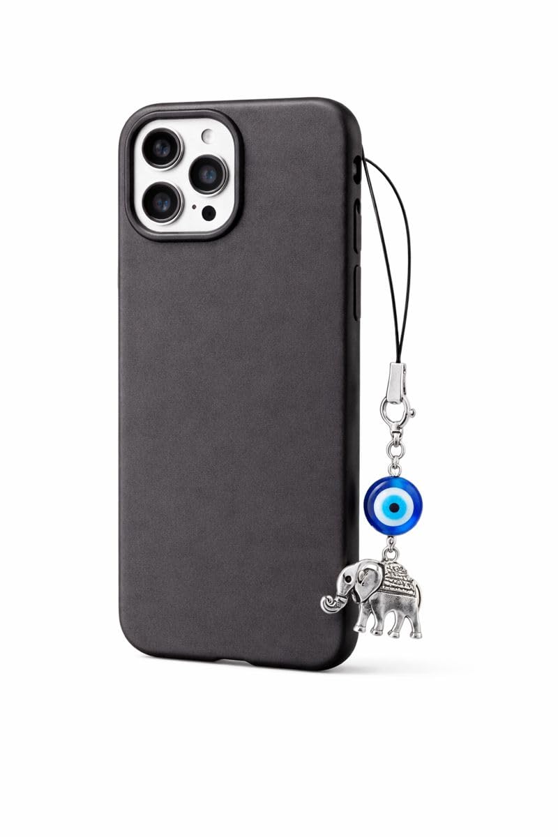 Evil Eye Elephant Charm Mobile Phone Strap, Blue Glass Bead Pendant, Silver-Tone Lanyard-image-32