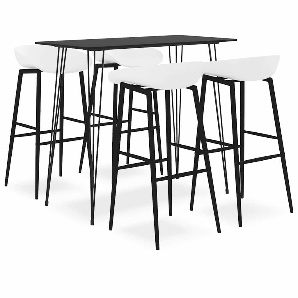 5-TLG - Juego de 4 taburetes ergonómicos de polipropileno (tablero de fibra de densidad media y marco de metal, 120 x 60 x 105 cm, patas con recubrimiento de polvo, ideal para grupos de comedor