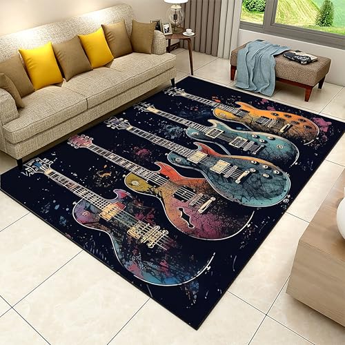 Tapete decorativo para sala con impresión de guitarra 6x8ft