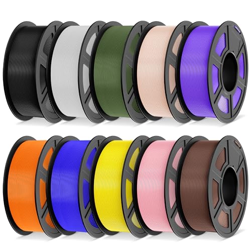 Image of TECBEARS PLA Plus Filament 1.75mm Bundle, 10kg PLA+ 3D Printer Filament, 10 Pack 1kg Spool(Black, White, Olive Green, Beige, Purple, Orange, Blue, Pri-Yellow, Sakura Pink, Chocolate)