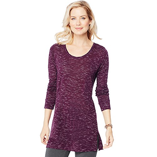 Women's Hanes Lightweight Space-Dye Vented Tunic_Plum Port Spacedye_S