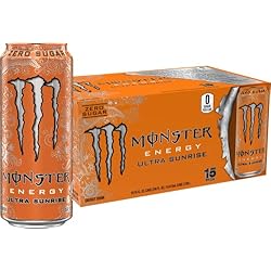 Monster Energy Ultra Sunrise, Sugar Free Energy Drink, 16 Fl Oz | Pack of 15