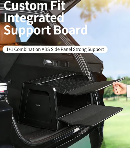 Organizador de maletero, caja con tapa, espacio de almacenamiento para el coche, plegable, tapa magnética, impermeable, apto para turismos, SUV y camiones, negro