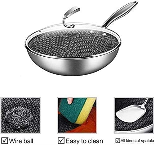 Wok de acero inoxidable con tapa y superficie antiadherente miniatura 6