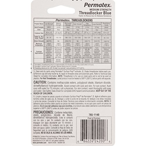 Image of Permatex 24200-12PK Medium Strength Threadlocker Blue, 6 ml (Pack of 12)