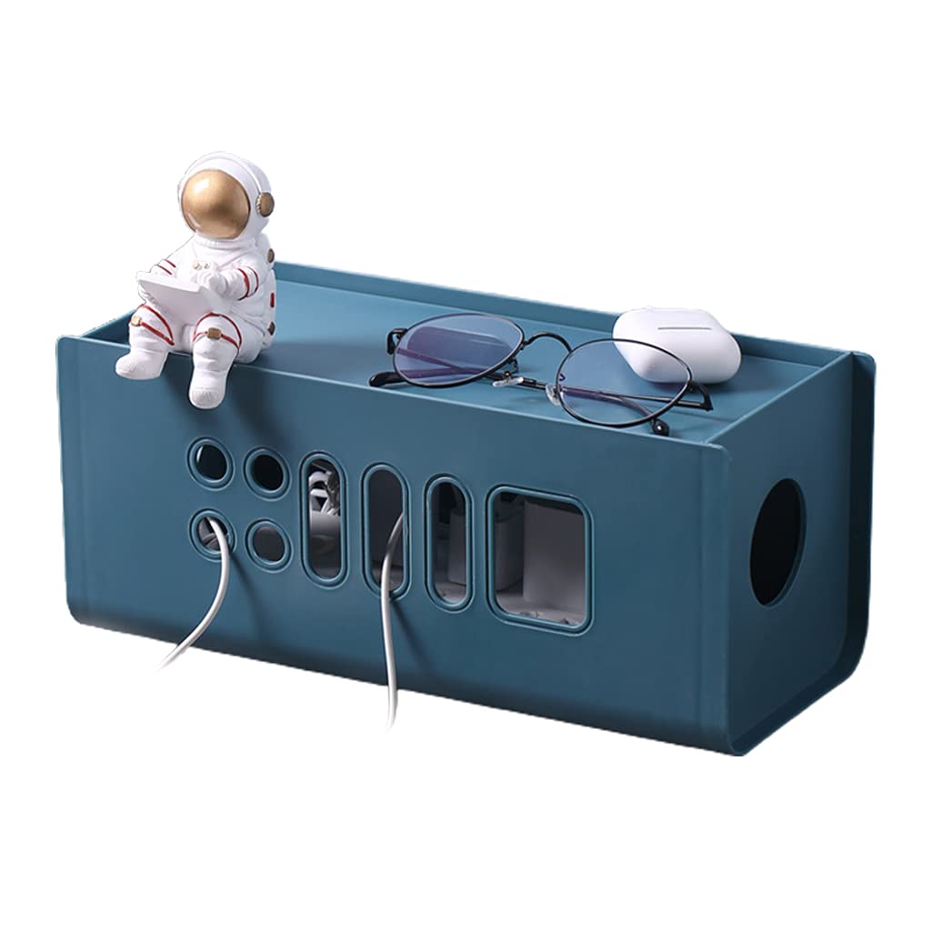 Unknows Storage Organizer, Cable Management Storage Box with Lid Hollow Plastic Power Socket Wire Organizer