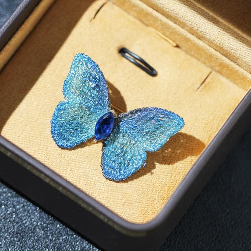 Image of Elegant Butterfly Wedding Brooch for Women Fashion Cubic Zirconia Corsage Unique Embroidery Party Elegant Insect Butterfly Lapel Pin for Suit Coat Jacket Sweater Accessories Gift Xmas Birthday