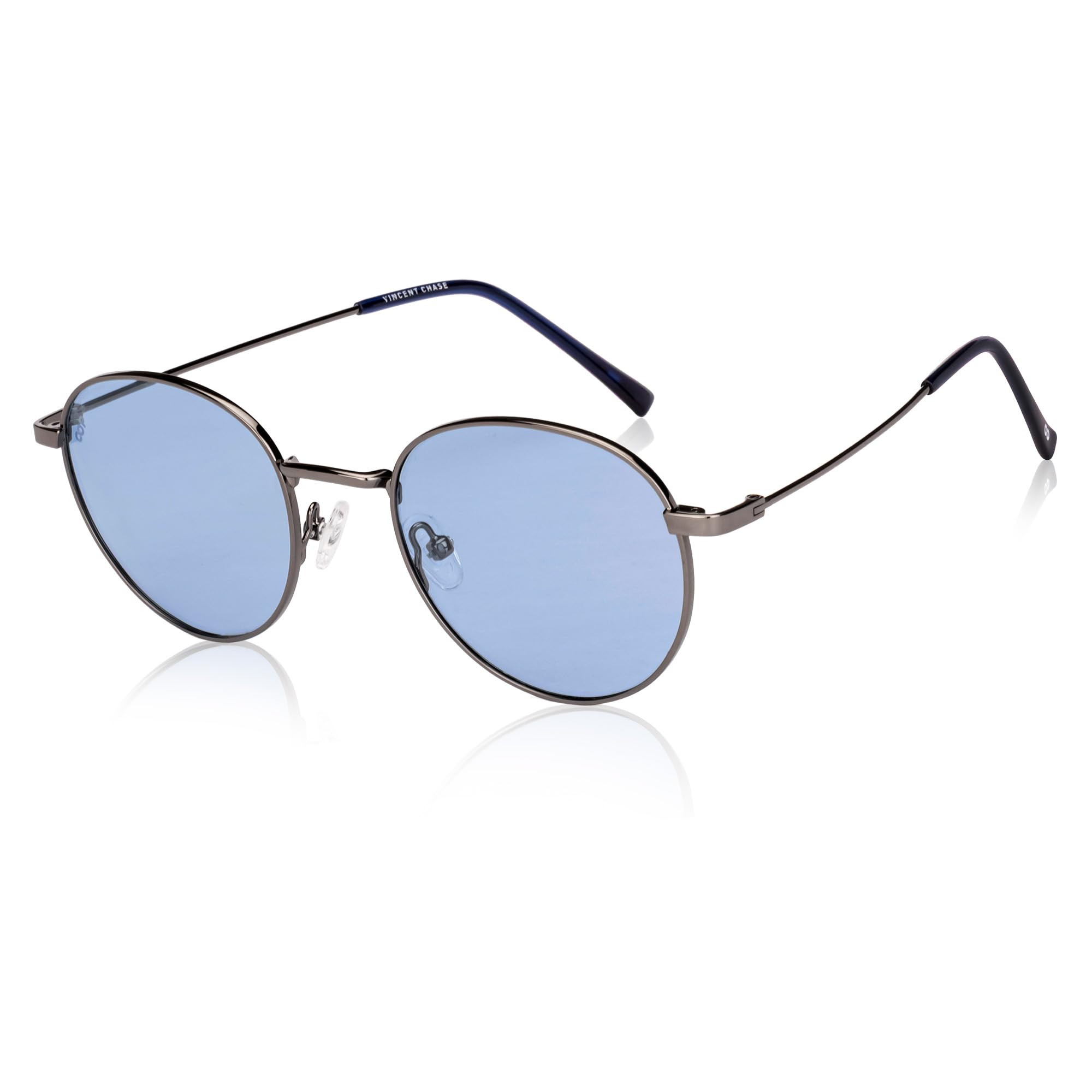 Polarized and 100% UV Protected | Branded and Stylish Sunglasses | Gunmetal - Light Blue Full Rim Round | For Men & Women | Small | VC S18693-image-28