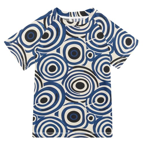 ALAZA Kids Rash Guard Girls Boys Toddler Swim Shirts Short Sleeve Whirl Circle UPF 50+ 3T