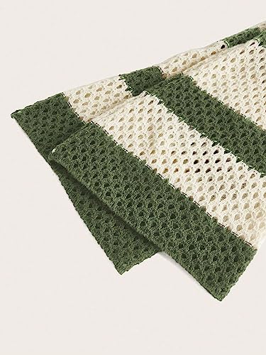 WDIRARA Women's Star Striped Print Long Sleeve Crop Sweater Round Neck Hollow Out Pullovers Knitwear3