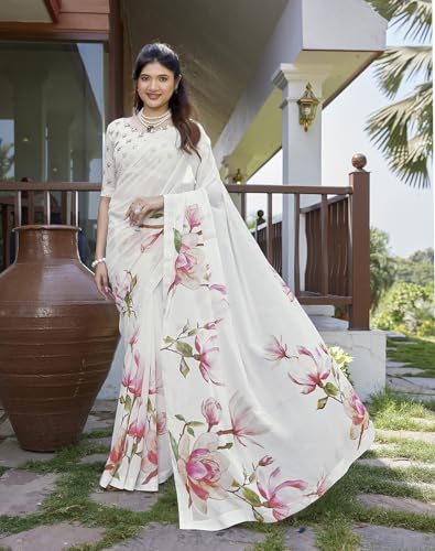 Image of Yashika Women's Kota Silk Digital Printed and Embroidered Saree|Sarees for Women Ethnic Wear