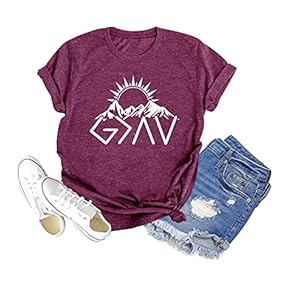 Women-God-is-Greater-Than-High-and-Lows-Shirt-Funny-Camping-Hiking-Mountaineering-Tee-Summer-Short-Sleeve-Tops Women God is Greater Than High and Lows Shirt Funny Sunrise Mountain Graphic Camping Tee Casual Short Sleeve Hiking Tops Red