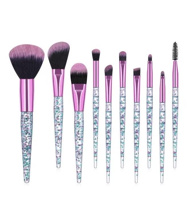 MissTiara10-Piece Professional Makeup Brush Set Pink/Blue/Black