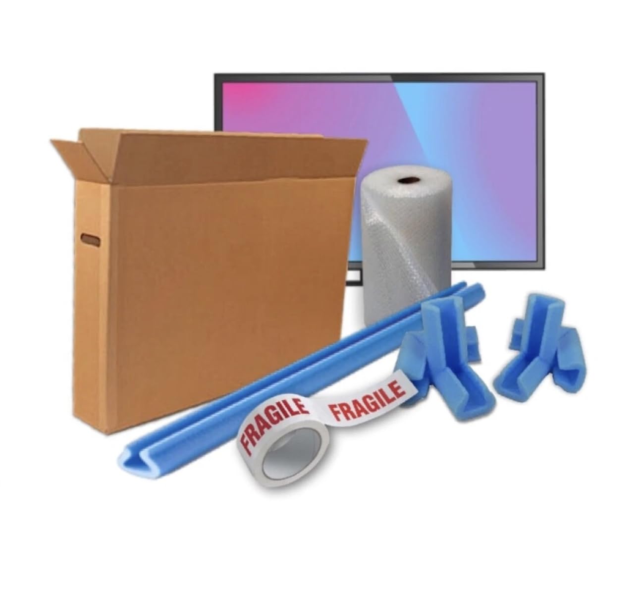 55 inch TV LCD Double Wall Premium Cardboard Box WITH Extra Bubble Plasma Screen Picture Artwork Frame House Removal Moving Protection Kit