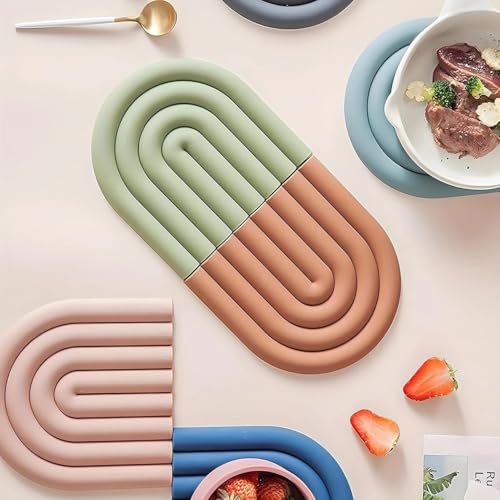 Miniatura 3 de 1 Almohadilla Triple De Aislamiento De Silicona, Antideslizante, Duradera, Resistente Al Calor, Para Utensilios De Cocina, Artículos Esenciales De Camping Y Decoración Del Hogar, Color Gris