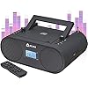 KLIM Boombox B4 CD Player Portable Audio System – New – AM/FM Radio with CD Player MP3 Bluetooth AUX USB – Wired & Wireless Mode Rechargeable Battery – Remote Control Autosleep Digital EQ