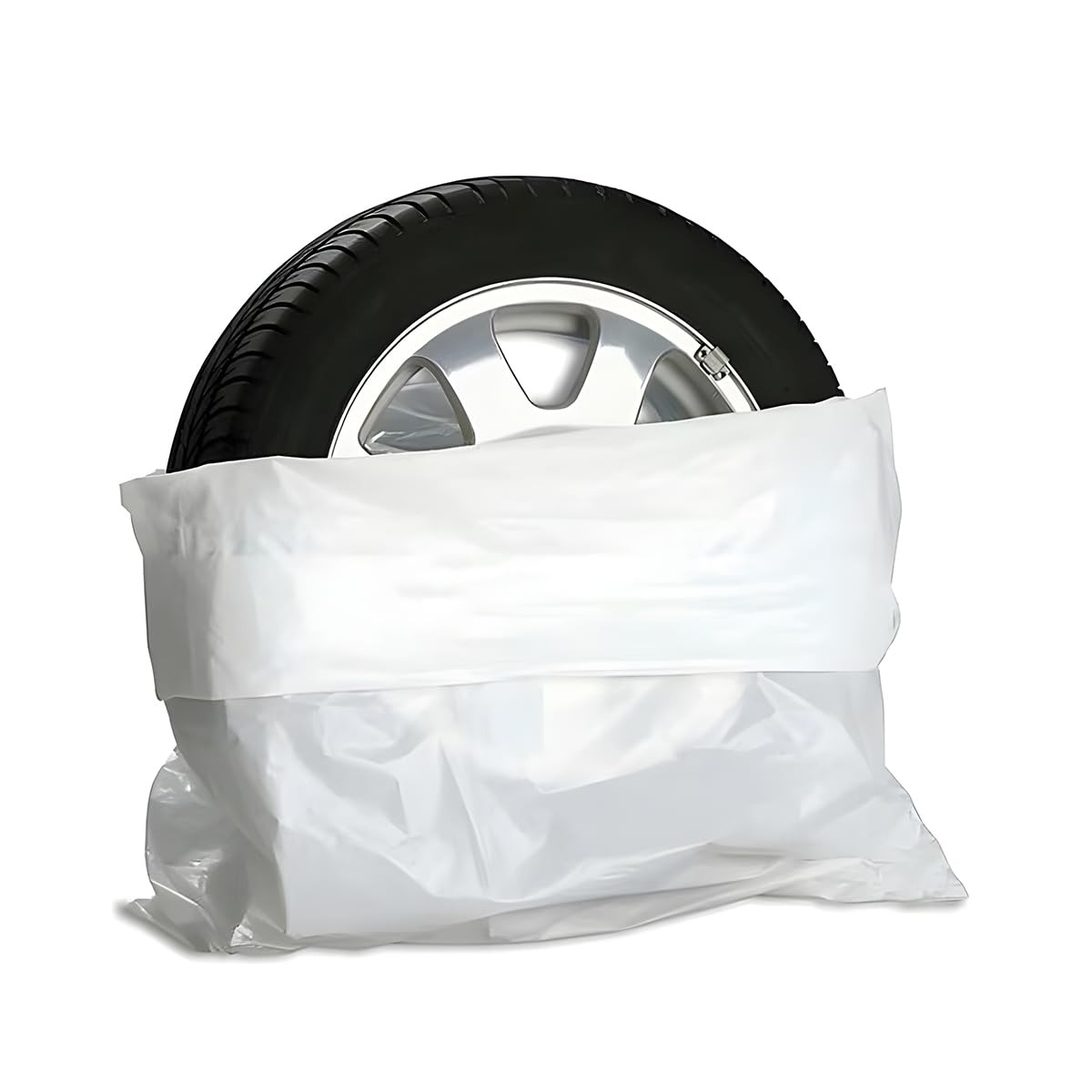 Norkmdi Car Tire Storage Bag, 4PCS 11.81" × 15.75" Extra-Large Waterproof Dustproof Vehicle Spare Tire Store Protect Cover, Polyethylene LDPE Plastic Auto Tyre Storage Cover, Universal Fit