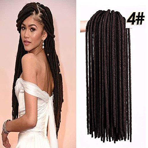Faux Locs Crochet Hair 100% Synthetic Fiber 18inch 6 Packs 4# Crochet Braids(18inch (6-PACKS), 4#)
