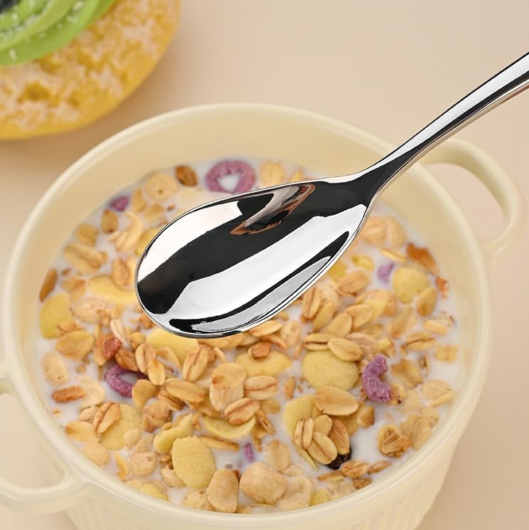 Miniatura 8 de Juego de cubiertos de acero inoxidable de 20 piezas, moderno servicio de cubiertos para 4, acabado espejo con tenedores, cucharas, cuchillos