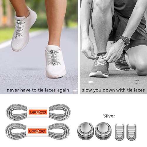 Image of UpUGo Elastic Shoe Laces, No Tie Shoe Laces Tieless for Kids, Adults, Elderly, One Size Fit All