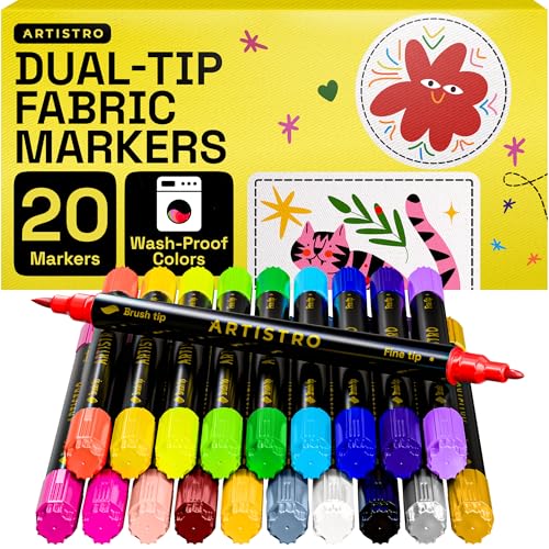 ARTISTRO 20 Dual-Tip Fabric Markers - Fabric Decorating Kit -