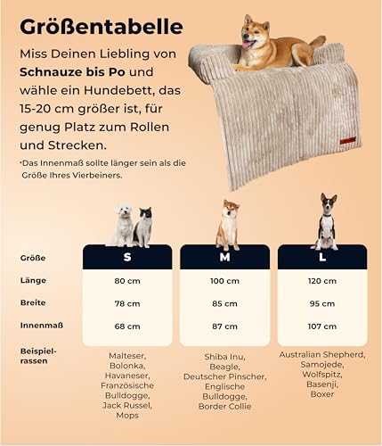 Belune Hundecouch Deluxe - waschbar [Dunkelgrau, L - 120cm x 95cm] Hundebett Plüsch, Hundecouch, Sofaschutz kleine & Mittelgroße Hunde