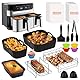 Heißluftfritteuse Zubehör für Tefal EY9018 Dual Easy Fry 5,2/3,1 L, 115 Stück, Grillrost, Grillrost, Kuchenformen, Backpapier, Airfryer Silikonform für Tower T17099/Salter EK5729