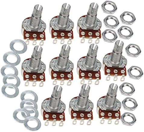 A100K OHM Guitar Potentiometer Coarse Knurling Split Shaft (Pack of 10)